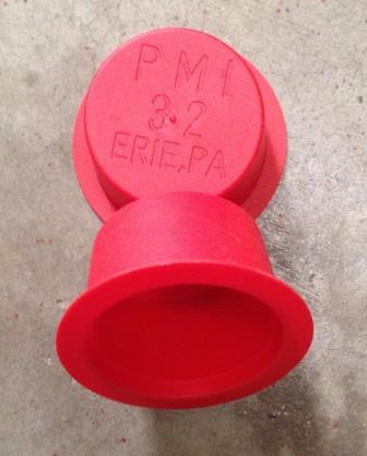 Single lip, red, tapered, low-density polyethylene PMI plug P32: 3/4 - 1" hole